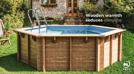 Familypool 400 Timmerpool i trä hexagonal sexkanting