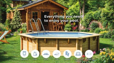 Familypool 400 trädgårdspool fristående träpool