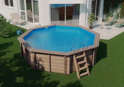 Familypool 500 rund ovan jord på tomten