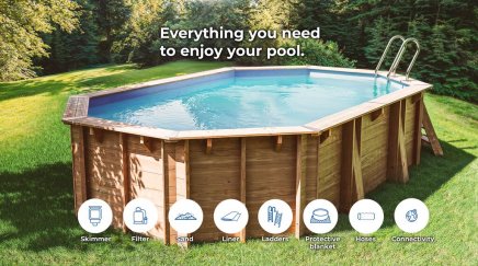 Familypool timmerpool bygga däcka in i altan eller trädäck