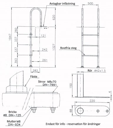 Riopool avtagbar däckstege för pool