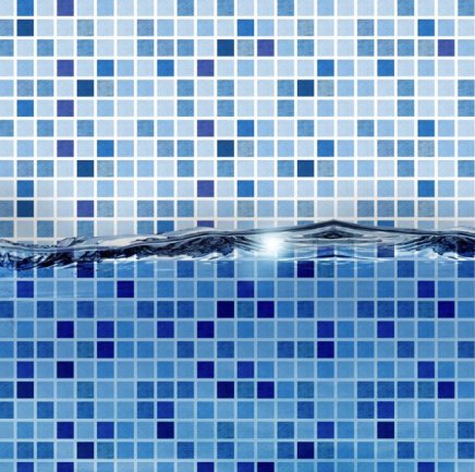 mosaikliner mosaik persian blue överhäng stålväggspool ovan mark
