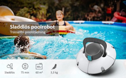 trådlös poolrobot städare bottendammsugare för ovan mark