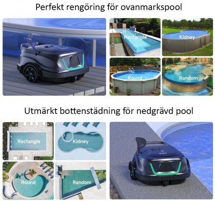 Poolrobot Wybot A1 ovanmark passar alla poolformer