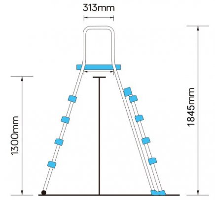 Mått Poolstege 4 steg för ovanmarkspool ovan mark A-stege säkerhetsstege