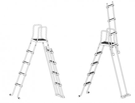 Uppfällbar Poolstege 4 steg för ovanmarkspool ovan mark A-stege säkerhetsstege