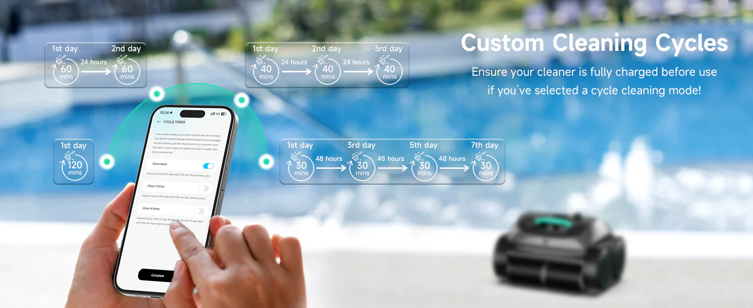 Poolrobot Wybot C1 appstyrning eller på enheten