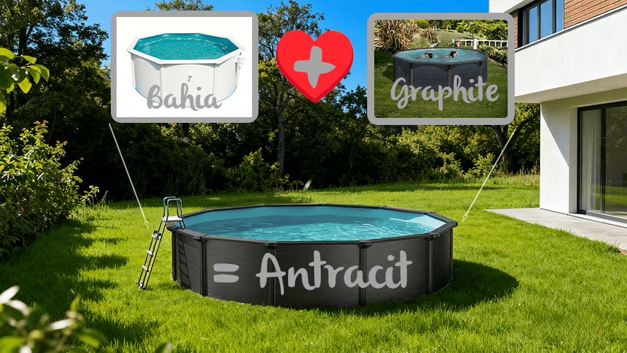 Riopool Bahia uppgraderas till Riopool Antracit ovanmarkspool stålväggspool